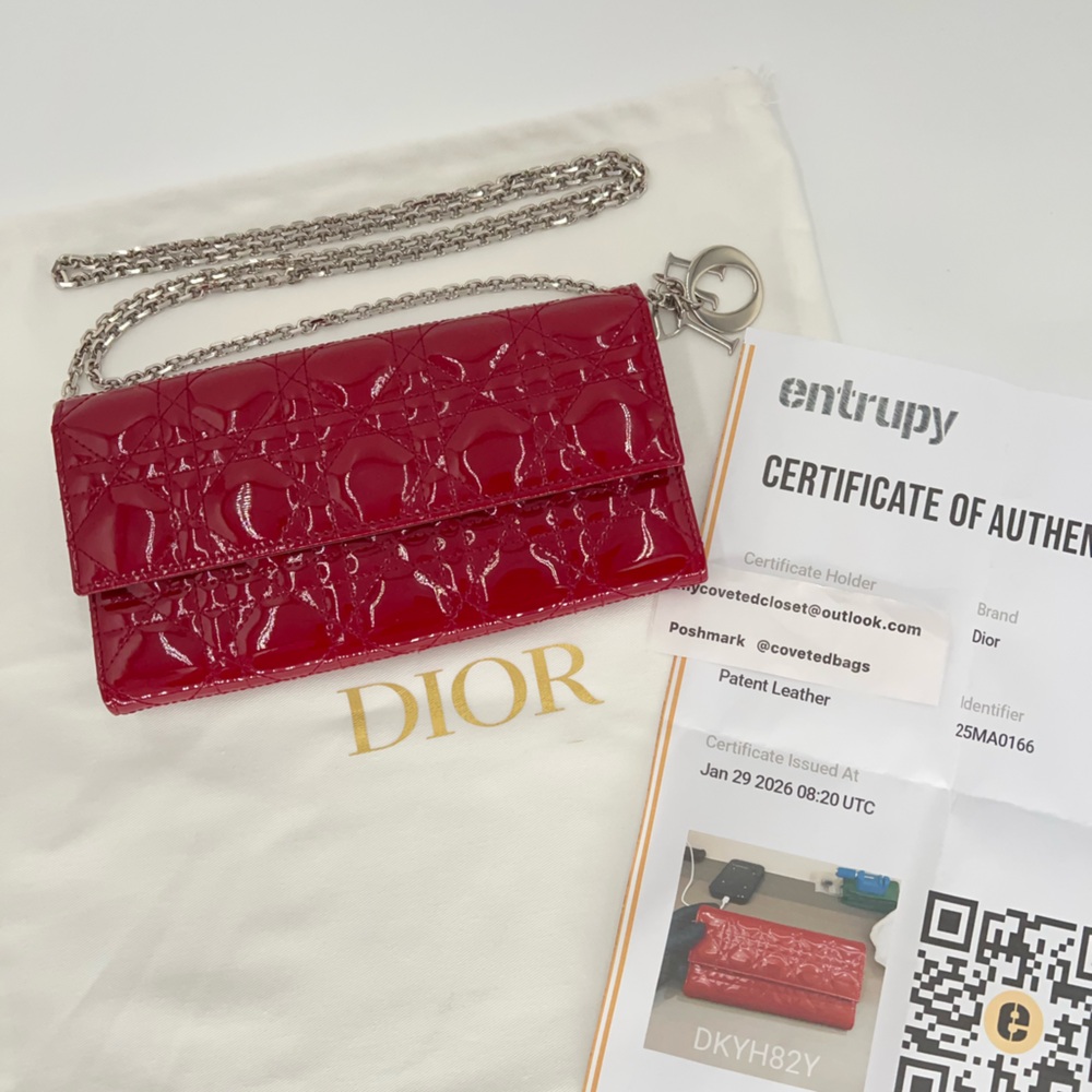 Dior Red Patent Leather WOC Excellent Condition w/Dust Bag and Entrupy COA!